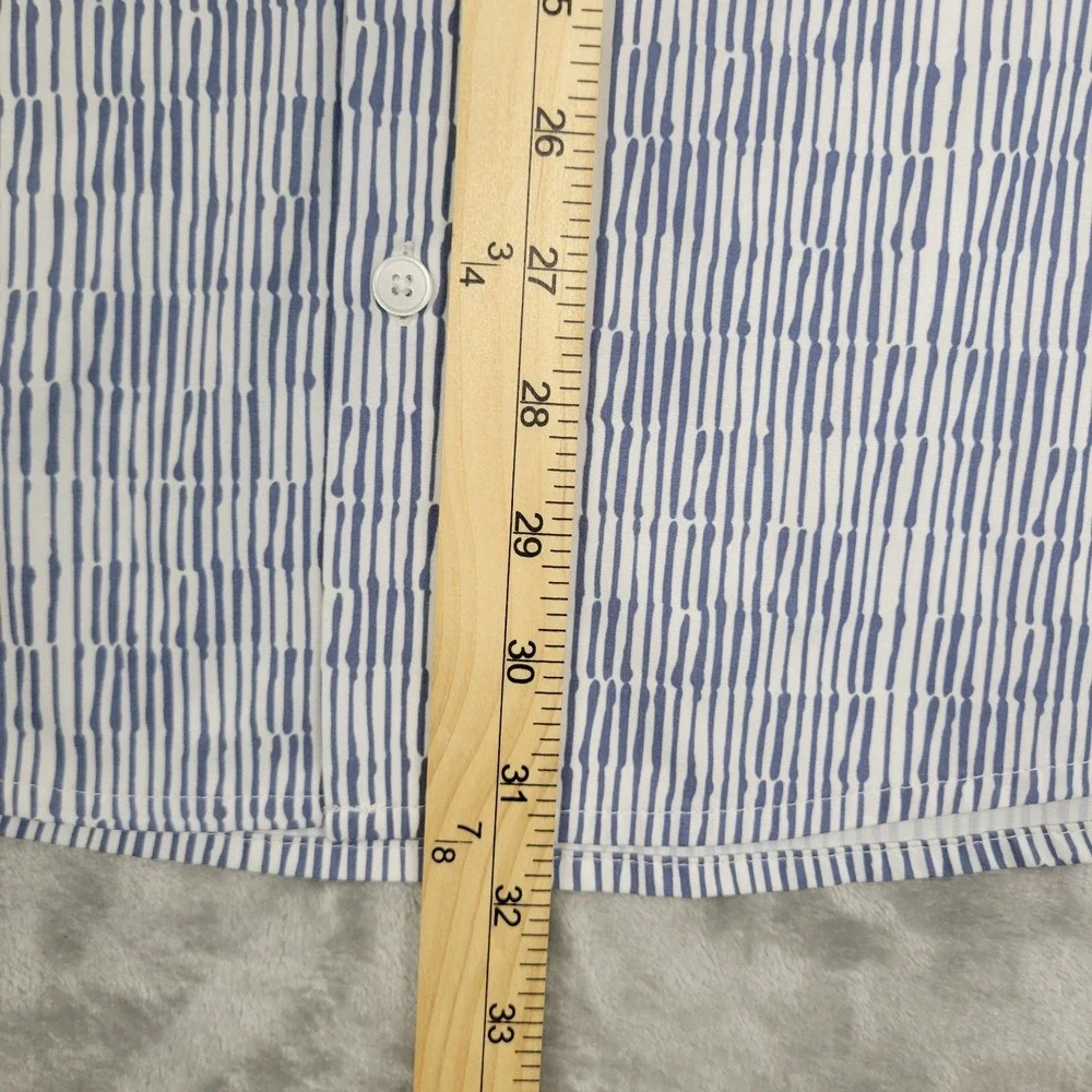 Mizzen + Main Leeward Classic Mens 2XL White Blue Geometric Short Sleeve Shirt